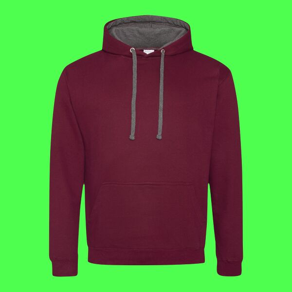 Adult Midweight Varsity Contrast Hooded Sweatshirt Thumbnail